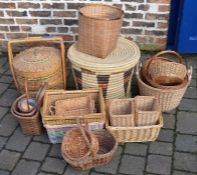 Large quantity of wicker baskets