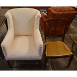 Edwardian open arm chair & an Edwardian arm chair