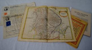 17th century Robert Morden map of Lincolnshire, 2 19th century indentures, Time & Tide Calendar 1935