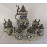 Large late 19th / early 20th century German Merkelbach & Wick stein H 34 cm together with 6