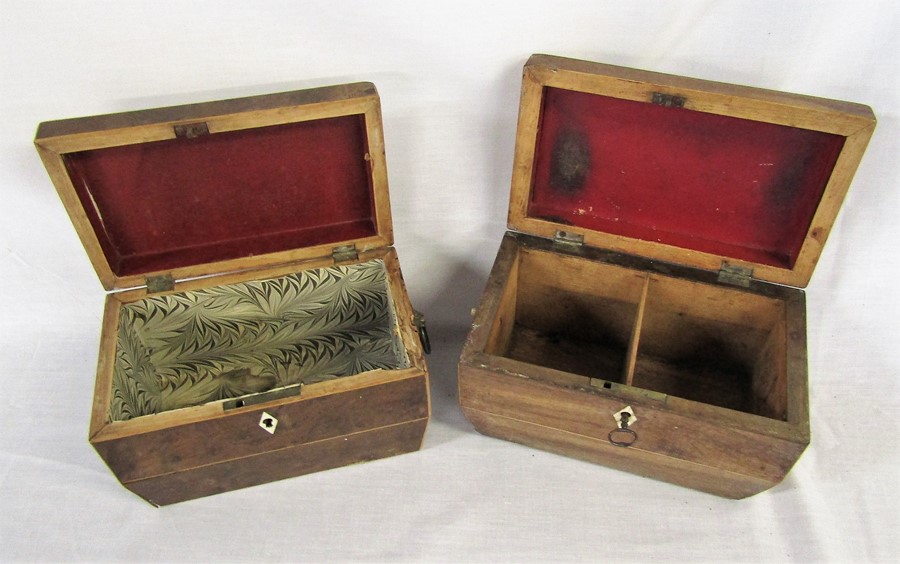 2 wooden tea caddies (one with key) - Image 2 of 2