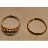 Scrap gold - 22ct gold band 1.1g & an 18ct gold ring 1.0g (both cut)