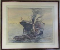 Framed nautical watercolour by D M Sinclair 47 cm x 39 cm (size including frame)