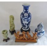 Assorted Oriental vases and soapstone figures etc