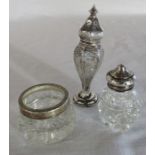 Silver Art Nouveau pepper pot Birmingham 1905 weight 1.16 ozt (base af), silver topped glass