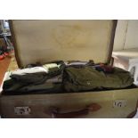 Vintage travelling case full of military style clothing / uniforms