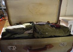 Vintage travelling case full of military style clothing / uniforms