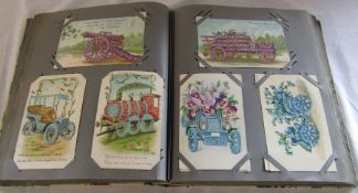 Postcard album featuring flowers, fruits & gardens dating from the early 1900s onwards (