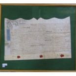 Framed Indenture dated 1st April 1720 (reign of George I) made between William Routh and Jane his