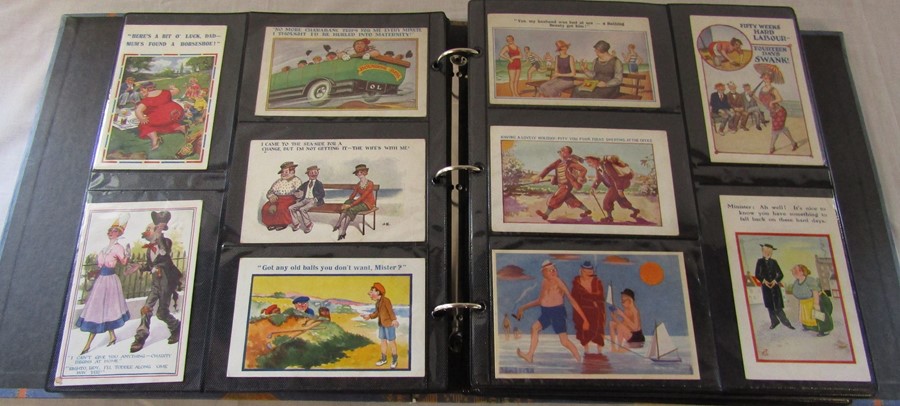 Postcard album containing approximately 400 comic postcards dating from 1900s onwards