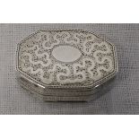 George III silver vinaigrette with engraved decoration and vacant oval by Joseph Willmore Birmingham