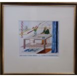 Framed lithographic exhibition poster print by David Hockney (b.1937) for Andre Emmerich 1977 53