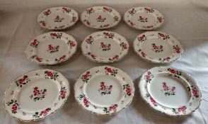 Set of 6 mid nineteenth century English porcelain plates with hand painted floral decoration diam.