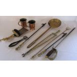 Selection of brass ware inc Victorian tankards