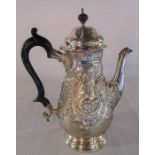 Ornate Victorian silver coffee pot London 1891 Gol