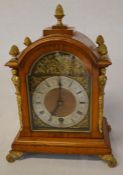 19th century mantel clock in an oak case with ormolu mounts Ht 36cm