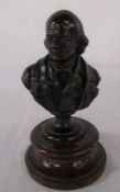 Bronze bust of a man on a marble base (base af) H 17.5 cm