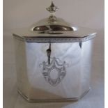 Silver tea caddy with key London 1901 weight 11.33