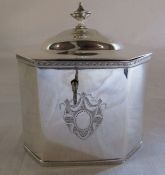 Silver tea caddy with key London 1901 weight 11.33