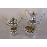 4 piece silver tea set with ivory handles Sheffiel