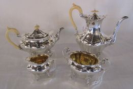 4 piece silver tea set with ivory handles Sheffiel