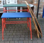 2 Carr gymnastic vaulting horses & a spring board