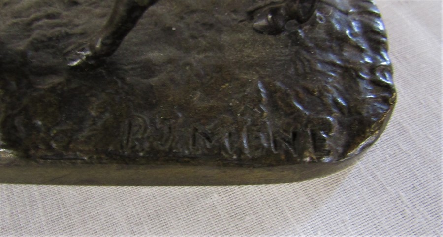 Bronze deer signed P J Mene (antler af) L 13 cm - Image 7 of 7