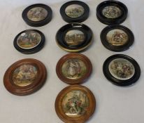 10 Prattware pot lids including  "I See You My Boy" and "A Pair" (reverse hairline to No. 8 Heaven)