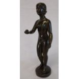 Danish bronze figure of Eve holding an apple incised "Just A" (Just Andersen 1884-1943) with