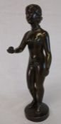 Danish bronze figure of Eve holding an apple incised "Just A" (Just Andersen 1884-1943) with