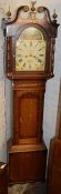 Victorian 8 day longcase clock with painted dial by R H Bryan Lincoln in an oak case with mixed wood