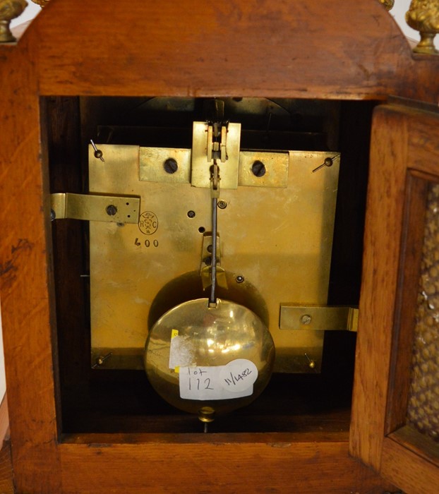 19th century mantel clock in an oak case with ormolu mounts Ht 36cm - Image 2 of 2