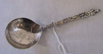 19th century silver metamorphic fork and spoon with import marks possibly London 1881 Edwin T Bryant