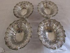 4 silver sweet meat / bon bon dishes Sheffield 1896 maker Atkin Bros weight 8.18 ozt L 11.5 cm