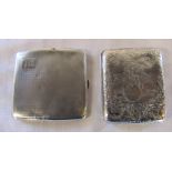 Silver cigarette case Birmingham 1931 weight 3.19 ozt & an ornate white metal cigarette case