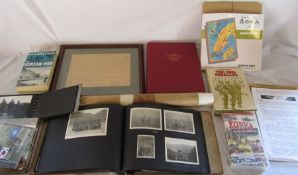 Various items relating to the Korean war inc framed letter, photograph albums, books and dvd etc