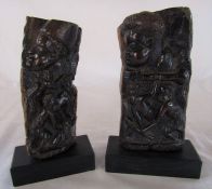 Pair of carved tribal figures H 25 cm