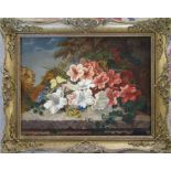 Gilt framed oil on board still life of flowers 56 cm x 46 cm (size including frame)