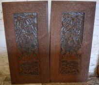 2 large Chinese pieced wooden panels 118cm by 53cm