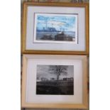 Framed limited edition etching 'Old & New, Isle of Dogs' 20/50 62 cm x 50 & framed black and white