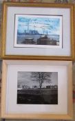 Framed limited edition etching 'Old & New, Isle of Dogs' 20/50 62 cm x 50 & framed black and white