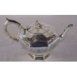 Victorian silver ornate teapot with finial figure makers Robert, James and Josiah Williams Exeter