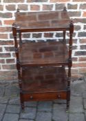 Early Victorian mahogany dumb waiter on brass castors H 97cm