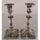 Pair of Victorian silver candlesticks (weighted base) H 24 cm London 1893