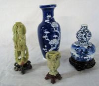 Assorted Oriental vases and soapstone figures