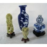 Assorted Oriental vases and soapstone figures