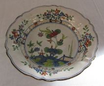 Late 18th / early 19th century polychrome tin glaze dish D 31 cm