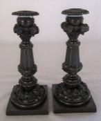 Pair of bronze candlesticks H 20 cm