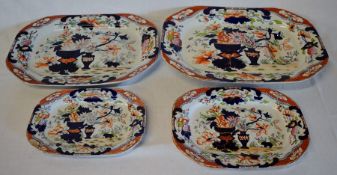 4 19th century Tonquin China ironstone graduated meat dishes