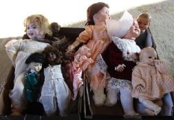 2 boxes of vintage dolls